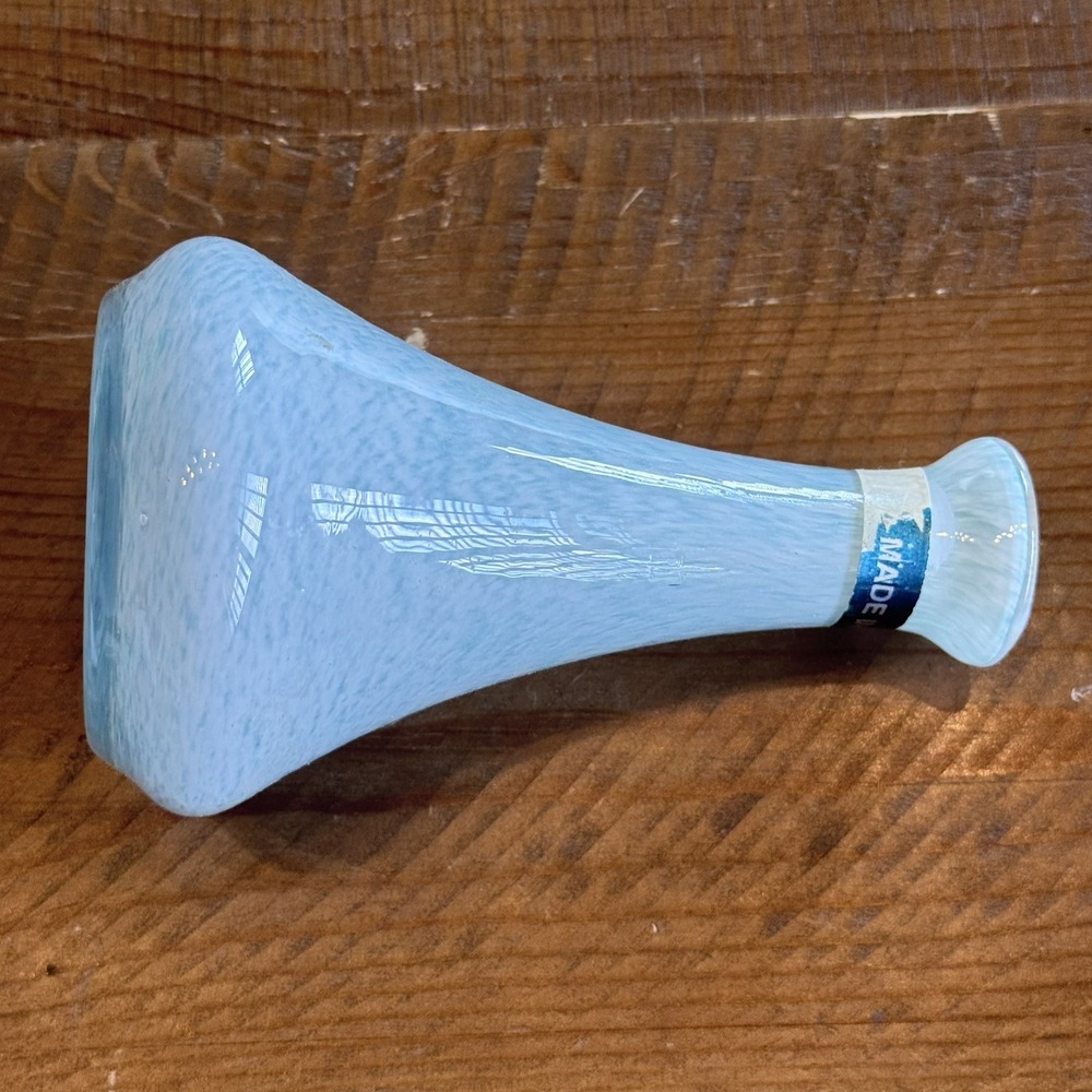 MURANO LAVORAZIONE ART GLASS BUD VASE SKY BLUE GREEN WHITE SWIRL PATTERN - Picture 6 of 12